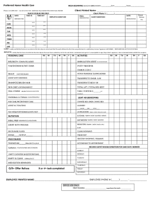 Home Health Care Time Slip