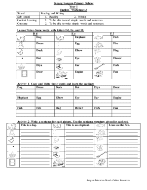 Year 1 English Worksheet 3