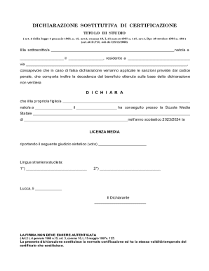 Italian Middle School Certificate Declaration