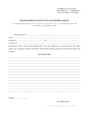 Italian School Certification Declaration