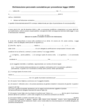 Italian Law 104/92 Priority Declaration Form