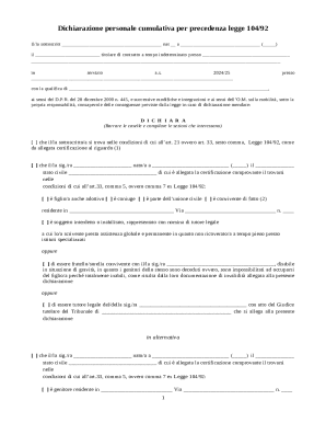 Italian Law 104/92 Priority Declaration Form