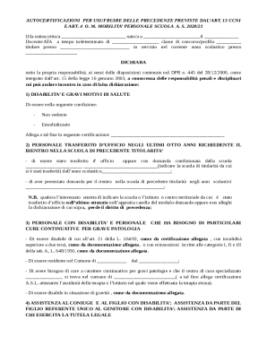 Italian School Mobility Precedence Declaration Form