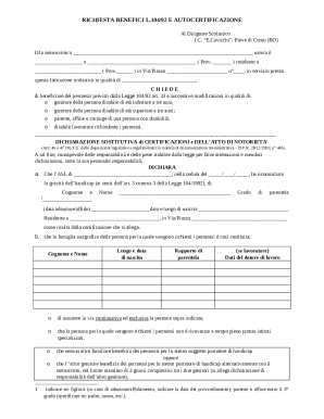 Request for Benefits L.104/92 and Self-Certification