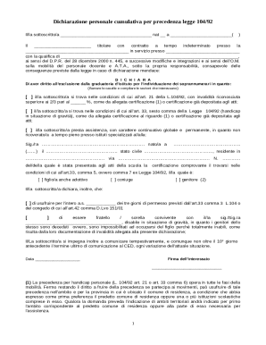 Italian Law 104/92 Precedence Declaration Form