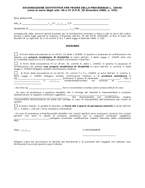 Italian Disability Precedence Declaration Form