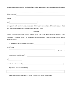 Personal Declaration for Priority Assistance