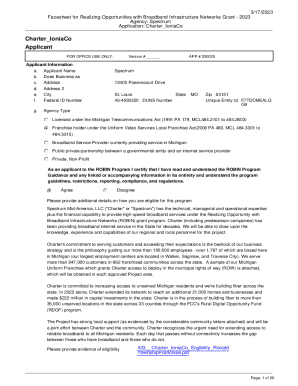 Realizing Opportunities with Broadband Infrastructure Networks Grant Application
