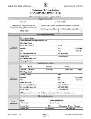 Virginia Candidate Committee Registration Form