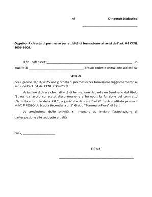 Italian Teacher Training Permission Request