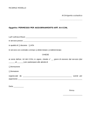 Permesso per Aggiornamento Art. 64 CCNL