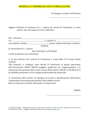 Italian Teacher Training Leave Request Form