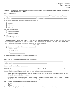 Italy Leave Request Form for Disability Assistance
