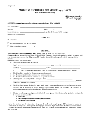 Italian Law 104/92 Family Assistance Permit Request