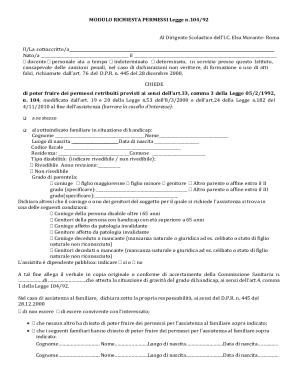 Request for Leave Permissions under Law 104/92