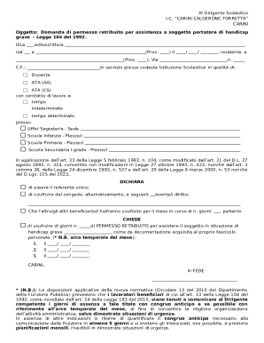 Italy Leave Request Form for Disability Assistance