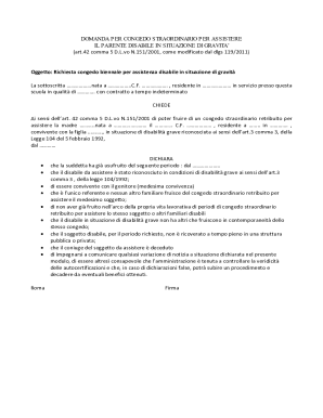 Congedo Straordinario Disabile Grave Request