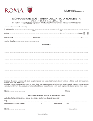 Italian Declaration of Substitution of Notoriety