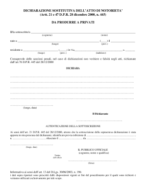 Italian Self-Declaration of Notoriety