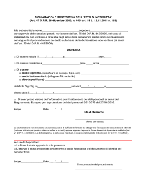 Italian Declaration of Substitution of Notoriety