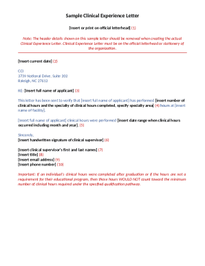 Clinical Experience Letter