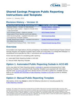 Shared Savings Program Public Reporting Template