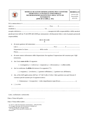 Parental Responsibility Self-Certification Form