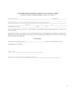 Italian School Absence Declaration for COVID-19