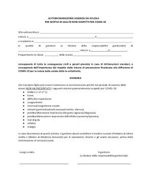Italian School Health Absence Declaration