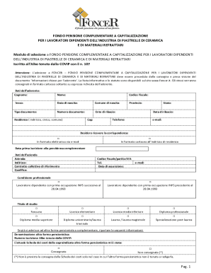 FONCER Pension Fund Adhesion Form