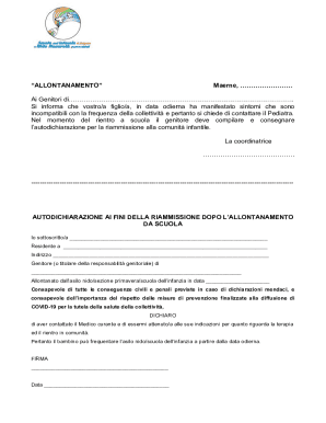 Italy School Re-Admission Declaration Form