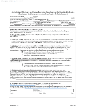 District of Columbia Sales Contract Addendum