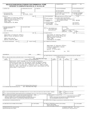 US Federal Solicitation/Contract/Order for Commercial Items