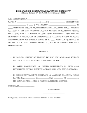 Italian Declaration of Substitution of Notoriety