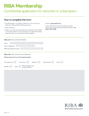 RIBA Membership Reduction Application