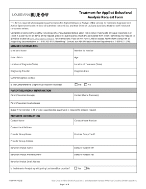 Applied Behavioral Analysis Request Form