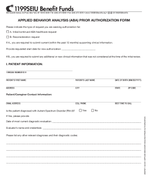 Applied Behavior Analysis Prior Authorization Form