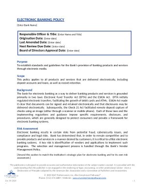 Electronic Banking Policy Template