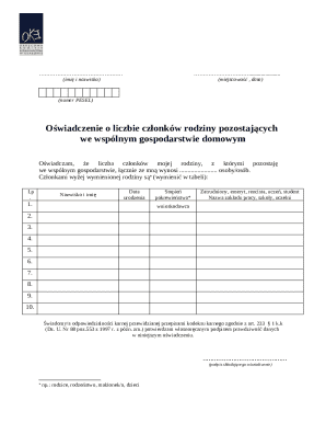 Family Household Declaration Form