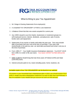 Tax Appointment Checklist