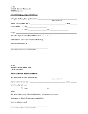 German Student Absence Notification Form