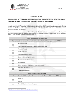 University of KwaZulu-Natal POPIA Consent Form