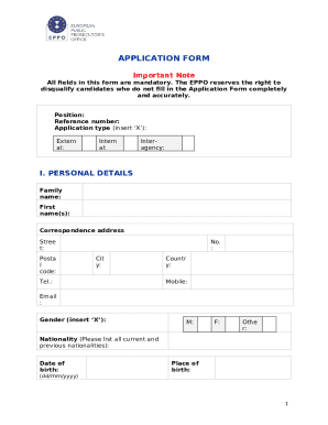 EPPO Application Form