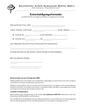 Entschuldigungsformular