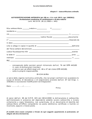Autocertificazione antimafia