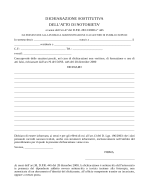 Italian Declaration of Substitution of Notoriety