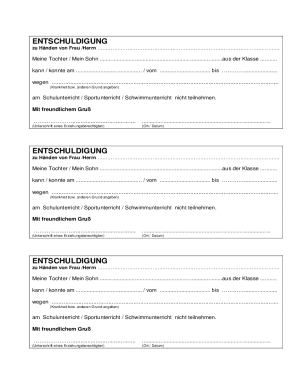 Excuse Note for School Absence