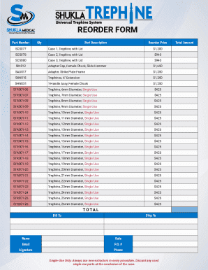Medical Equipment Reorder Form