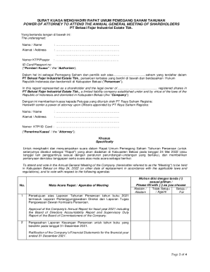 Power of Attorney for Annual General Meeting