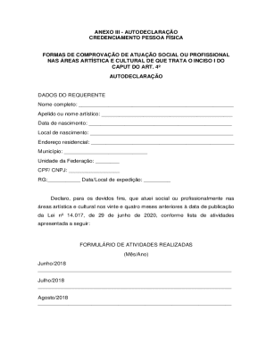 Brazil Artistic and Cultural Self-Declaration Form